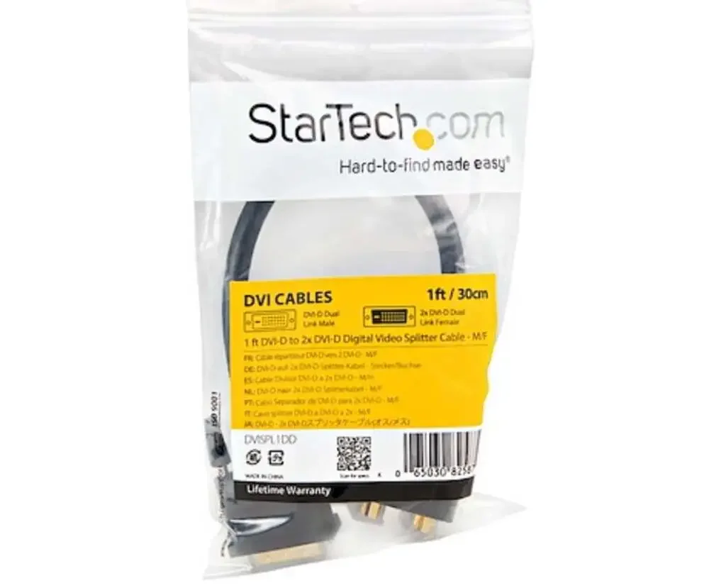 Digital Video Splitter Cable 1 ft DVI-D to 2x DVI-D M/F Dual Link Digital Video